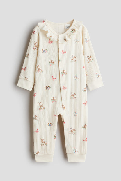 Printed pointelle sleepsuit