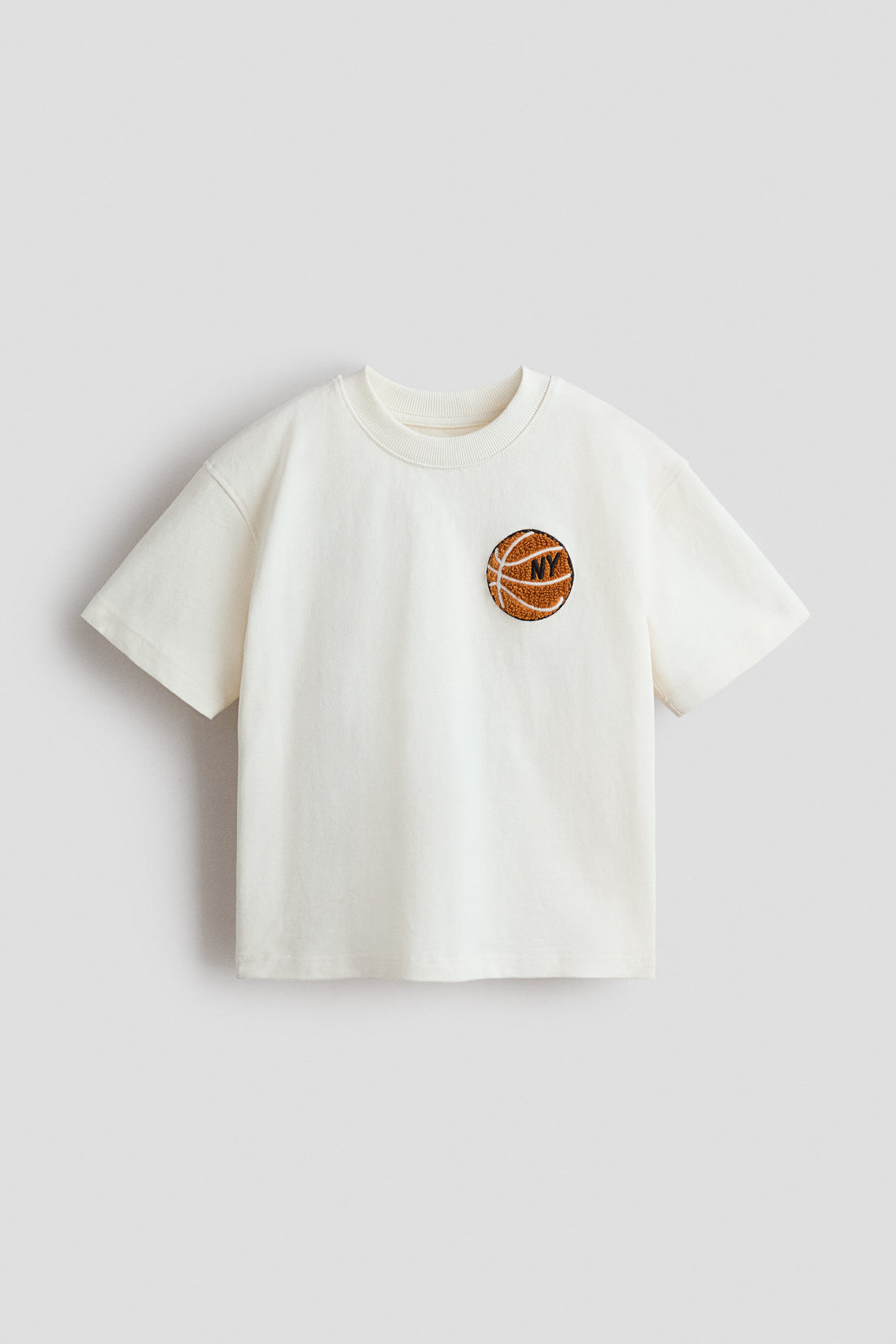 Appliquéd T-shirt - White Basketball / 8-10 Years