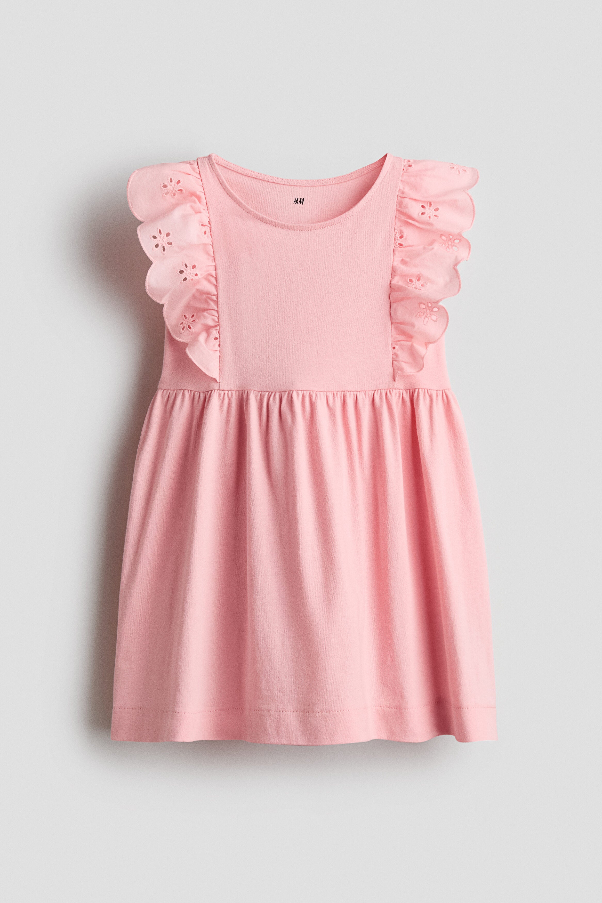 Flounce-trimmed cotton dress - Light Pink 0 / 8-10 Years