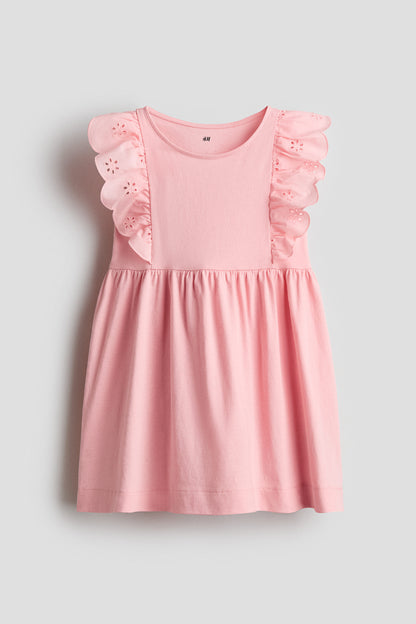Flounce-trimmed cotton dress - Light Pink 0 / 8-10 Years