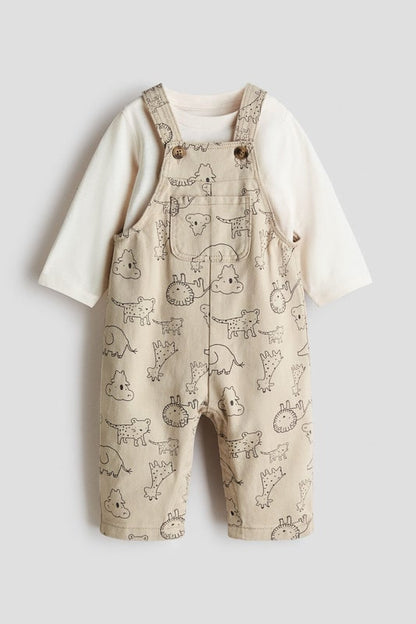 2-piece dungarees and top set