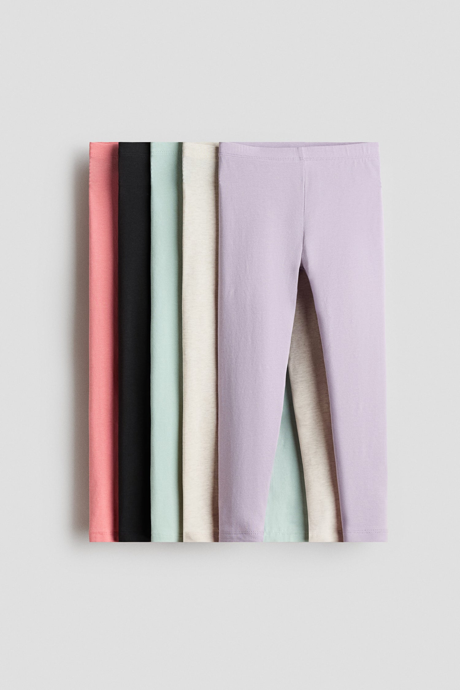 5-pack jersey leggings - Light Purple Mint Green / 9-10 Years