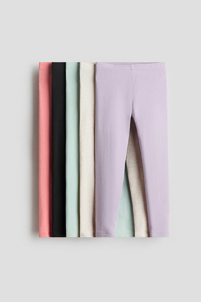 5-pack jersey leggings - Light Purple Mint Green / 9-10 Years