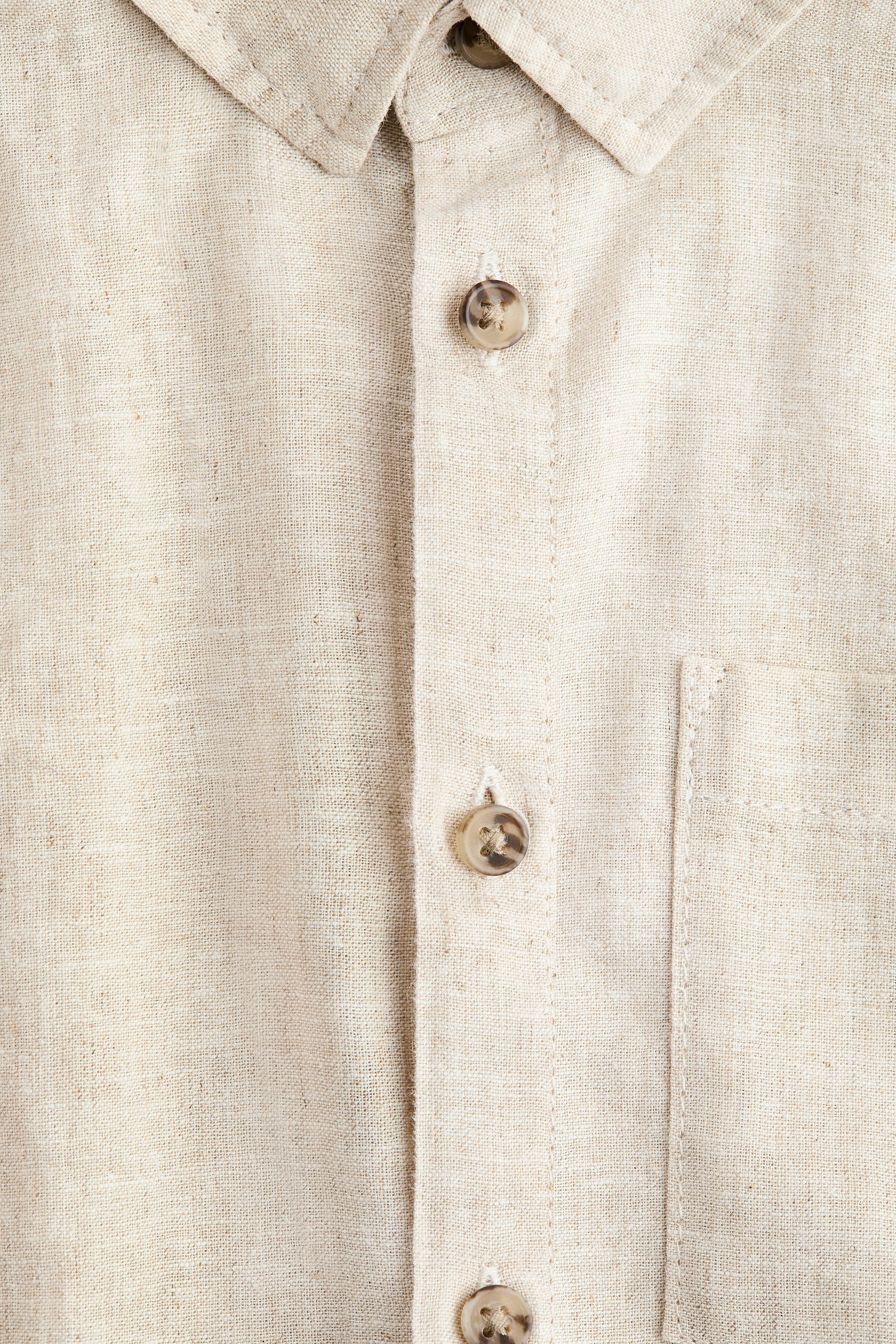 Short-sleeved linen-blend shirt