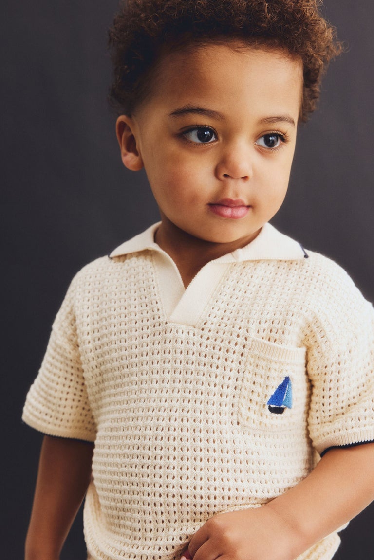 2-piece hole-knit cotton set Image 1 of 6