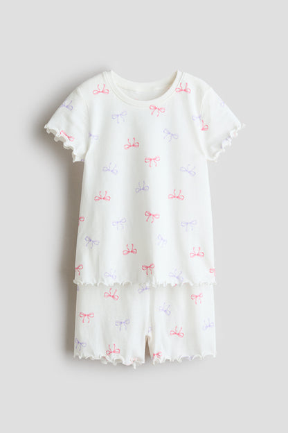 Pointelle pyjamas - White Bows 0 / 1.5-2 Years