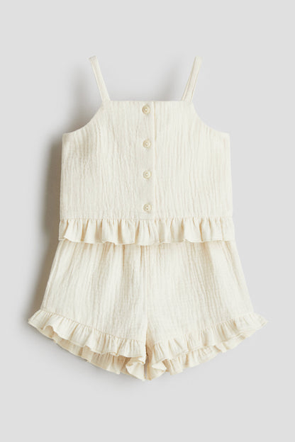 2-piece cotton muslin set - Cream 2 / 12-18 Months