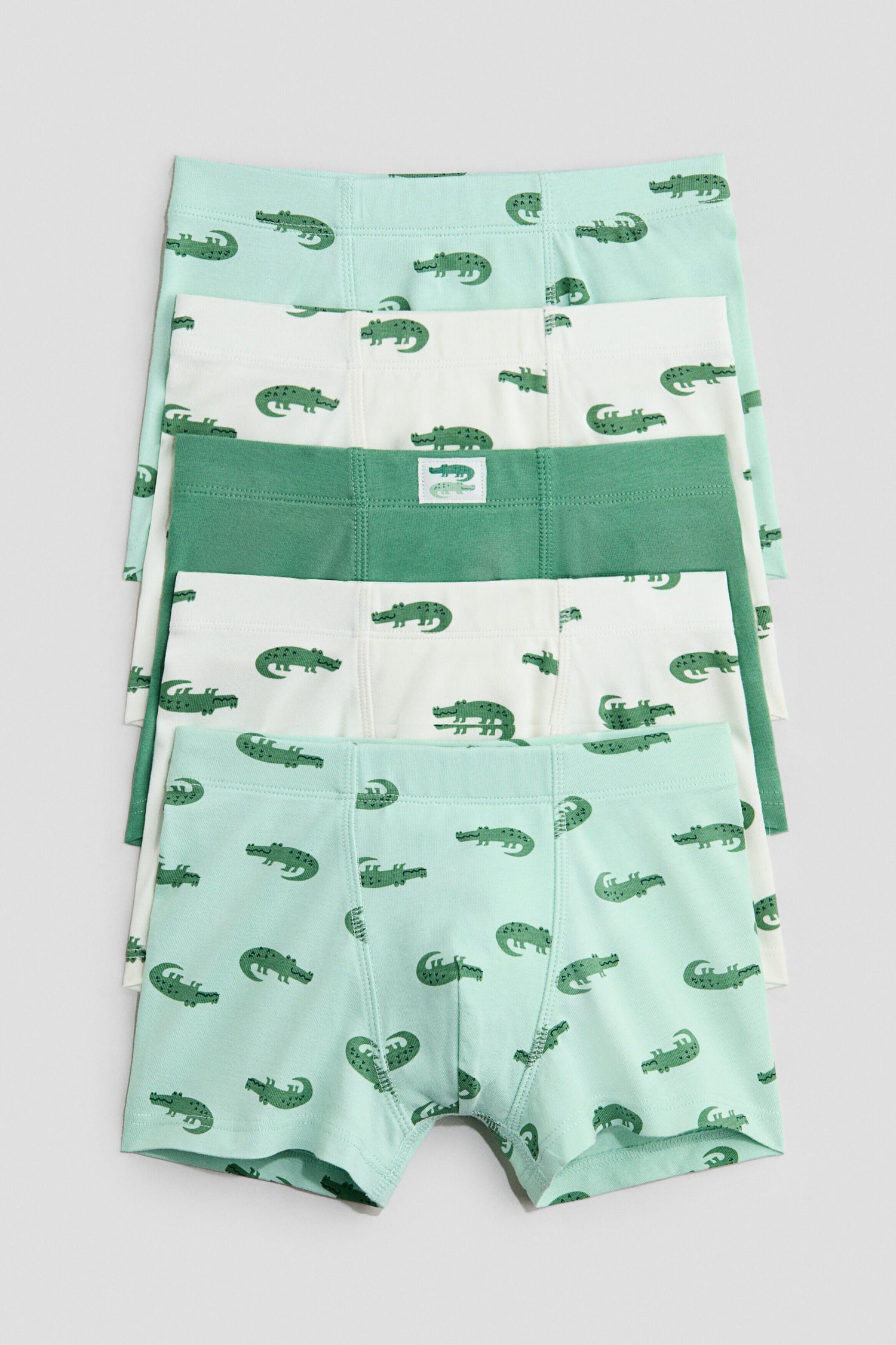 5-pack boxer shorts - Light Green Crocodiles / 1.5-2 Years