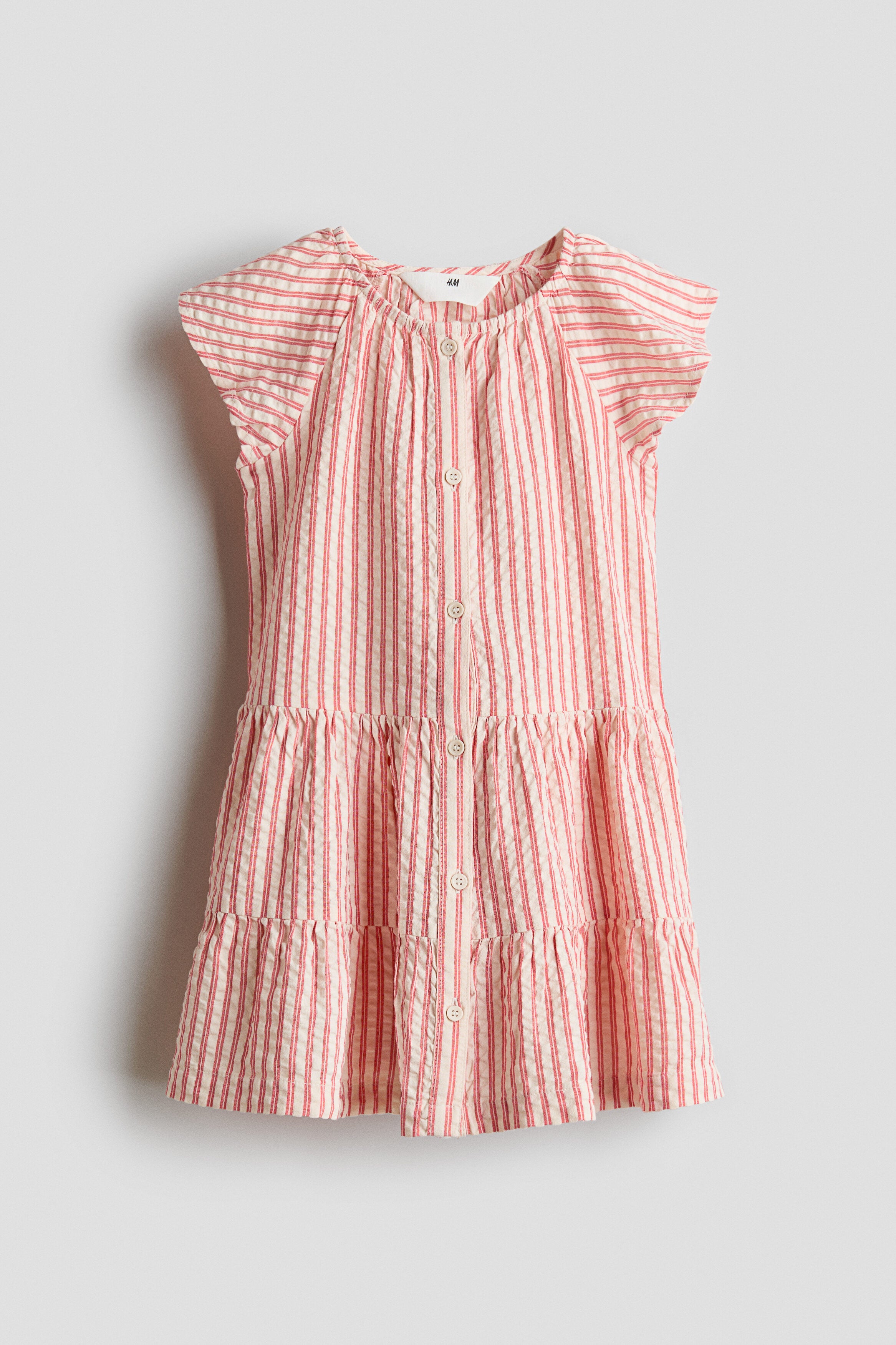 Tiered seersucker dress - Red Striped / 1.5-2 Years