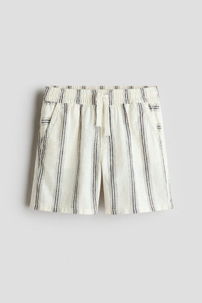 Linen-blend drawstring shorts