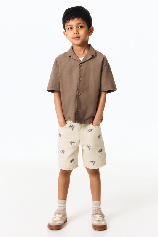 Embroidered twill shorts