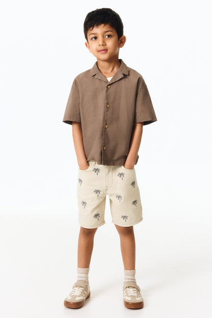 Embroidered twill shorts