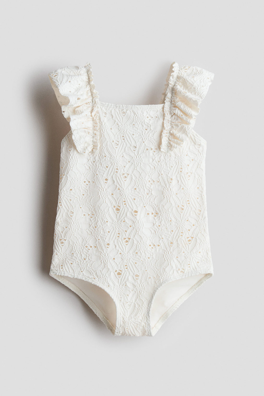 Frill-trimmed swimsuit - Cream / 8-10 Years