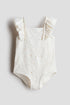 Frill-trimmed swimsuit - Cream / 8-10 Years