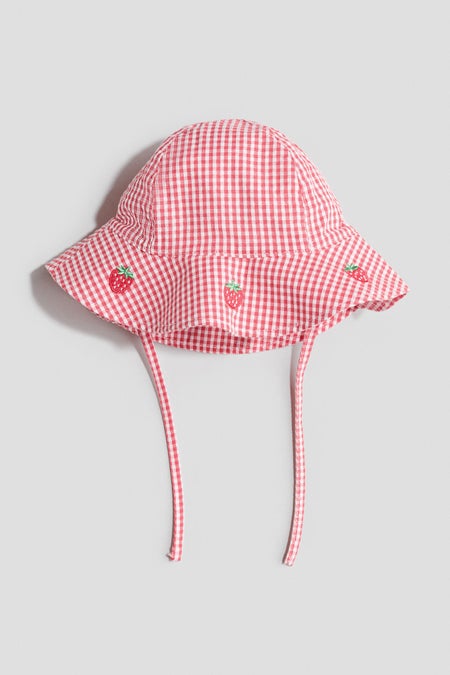 Embroidered muslin sun hat