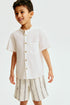 Linen-blend drawstring shorts - Cream Striped / 1.5-2 Years