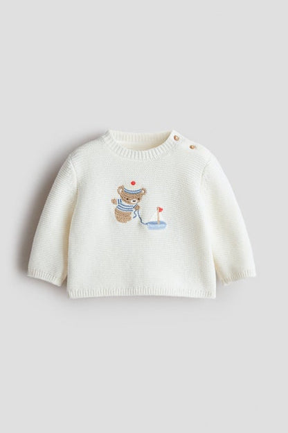 Embroidery-detail cotton jumper