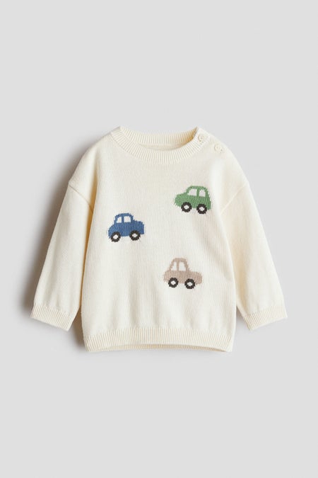 Jacquard-knit cotton jumper