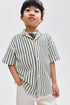Pointelle-knit resort shirt - Light Beige Striped / 1.5-2 Years