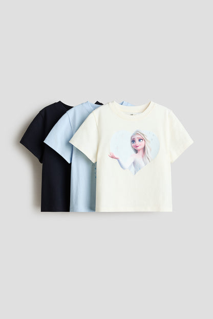 3-pack printed jersey tops - Cream Frozen / 1.5-2 Years