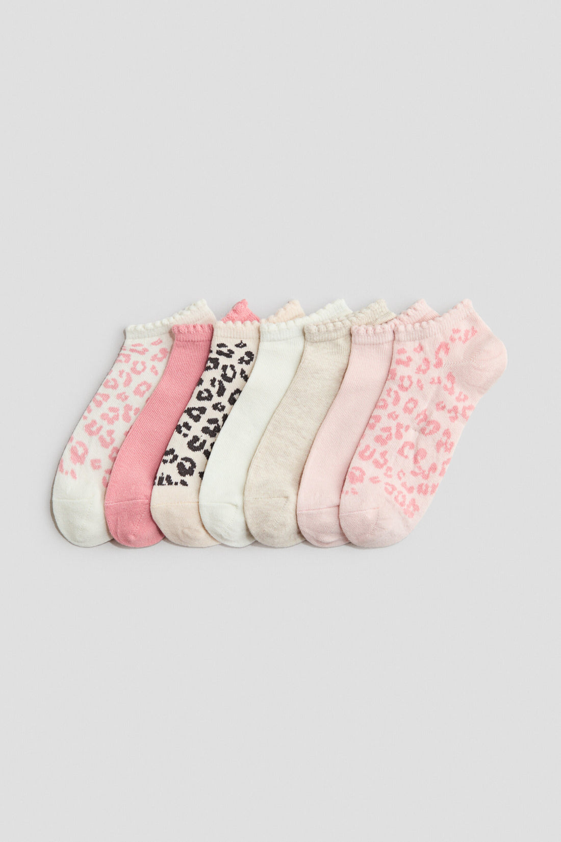 7-pack trainer socks - Light Pink Leopard Print / 31-33