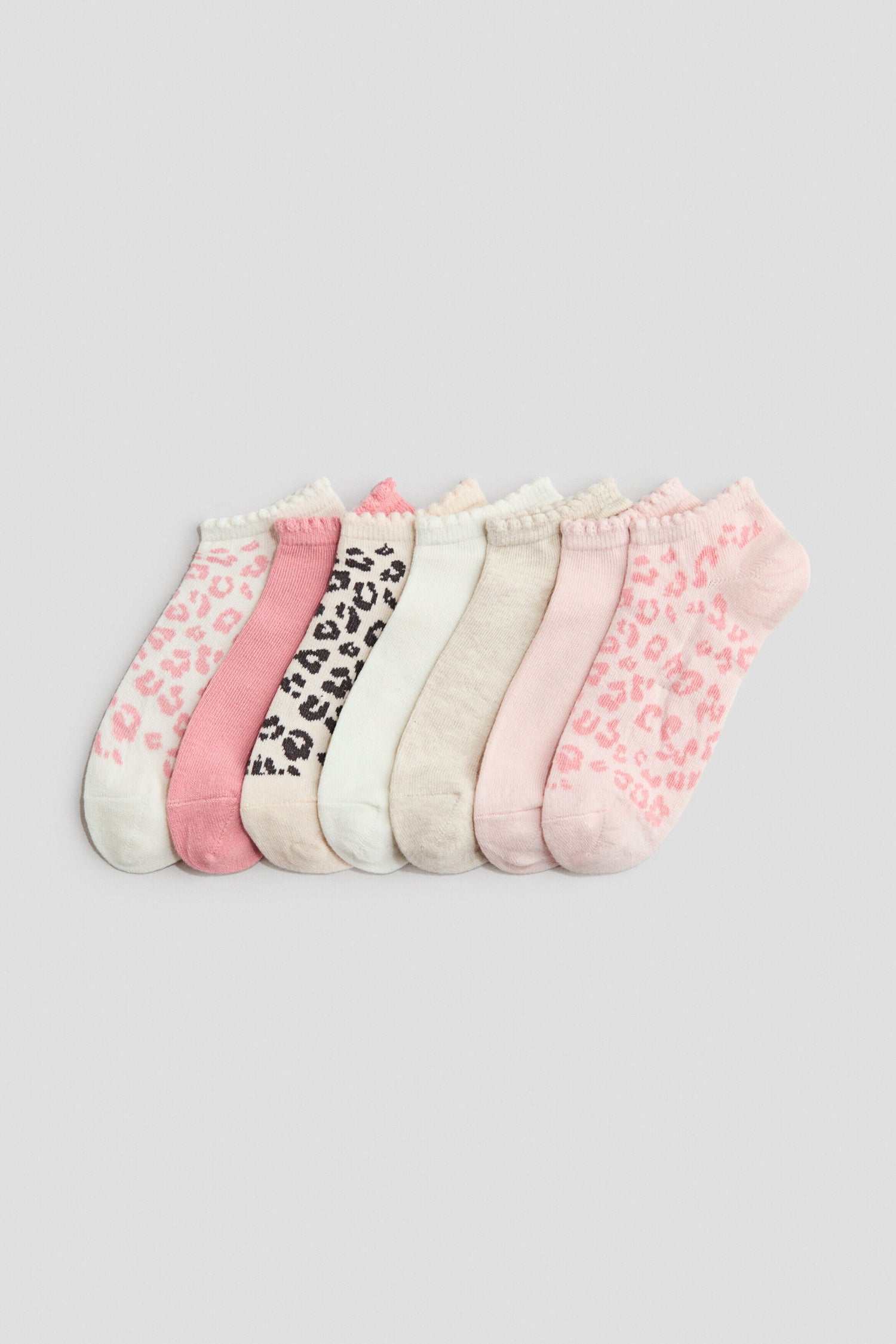 7-pack trainer socks - Light Pink Leopard Print / 31-33