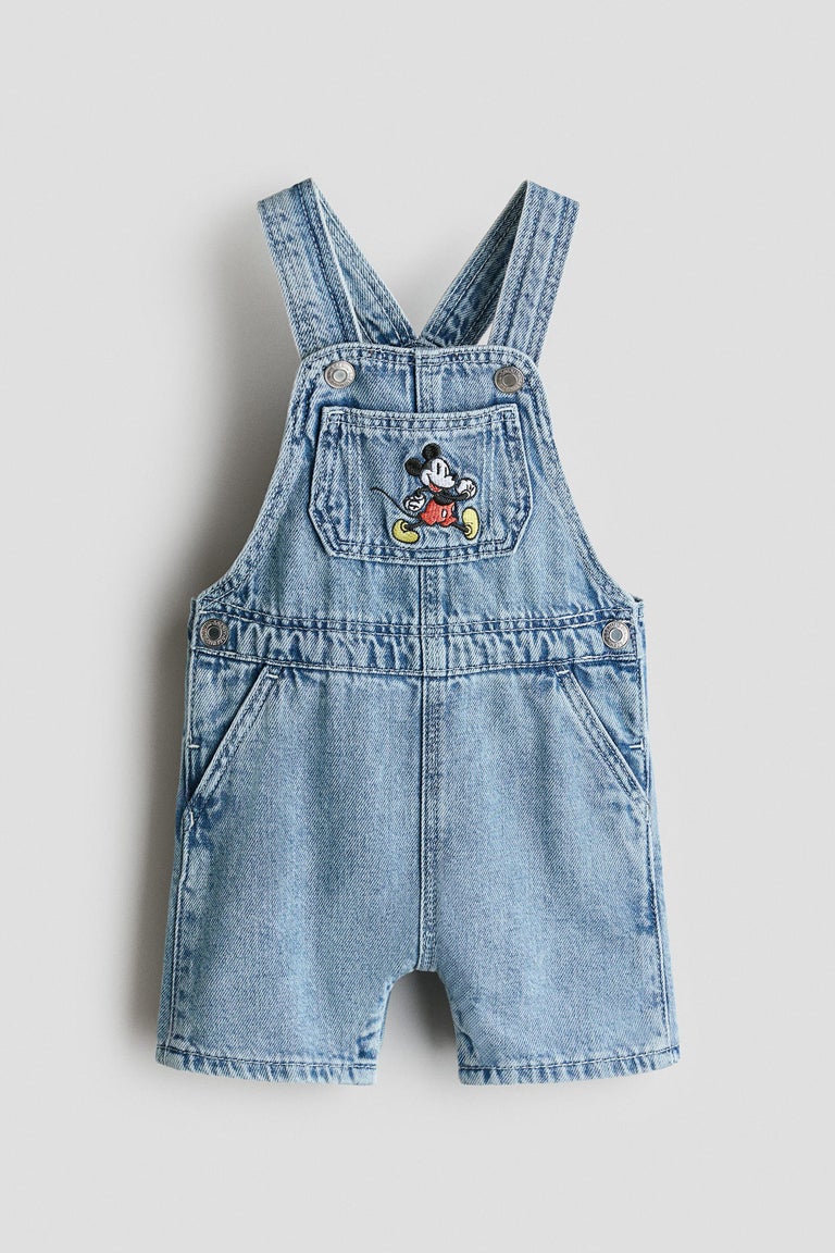 Embroidery-detail dungaree shorts Image 1 of 3