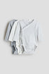3-pack long-sleeved bodysuits - Light Dusty Blue Striped / 1-2 Months