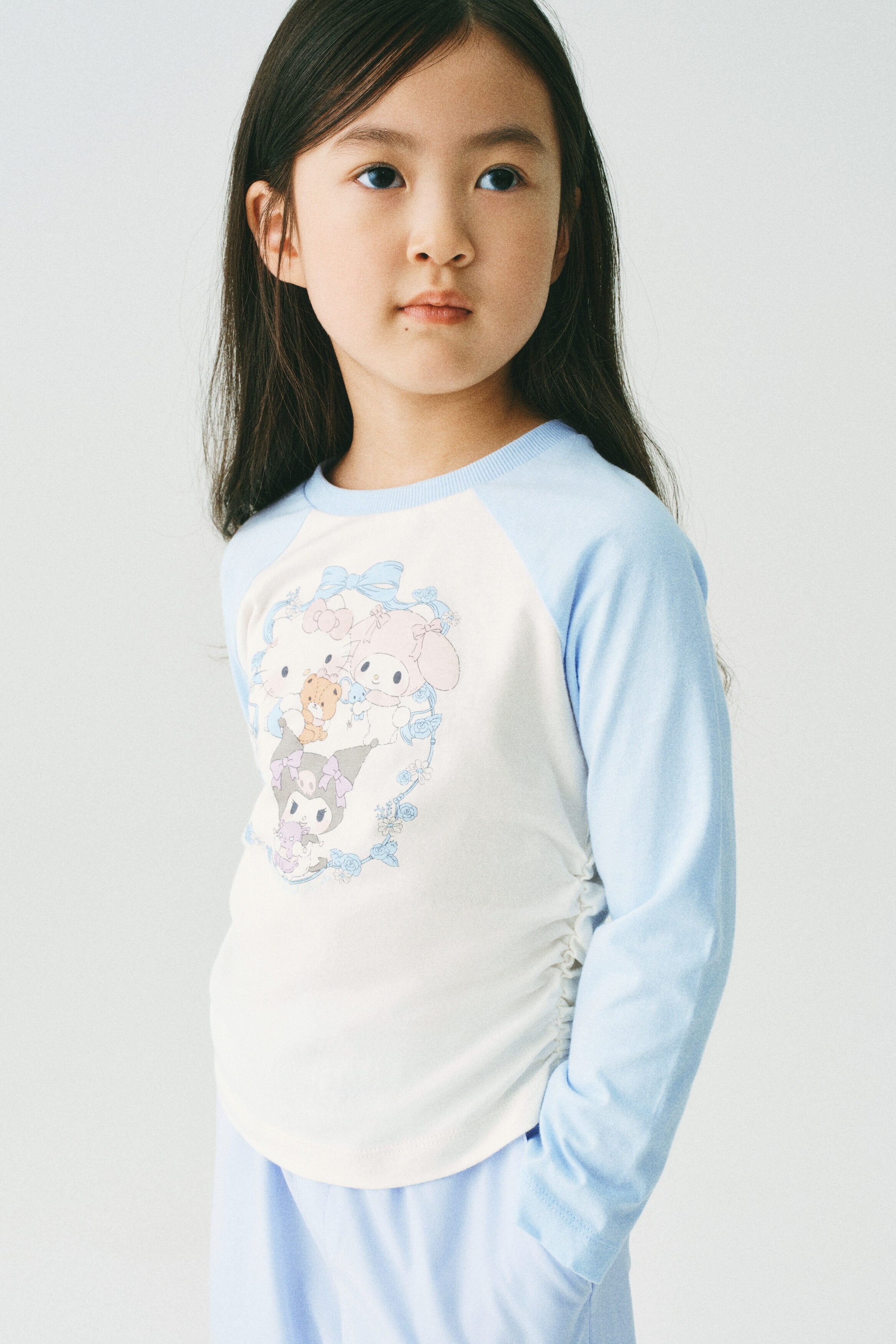 Long-sleeved printed top