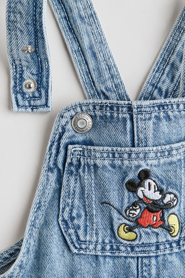 Embroidery-detail dungaree shorts Image 2 of 3