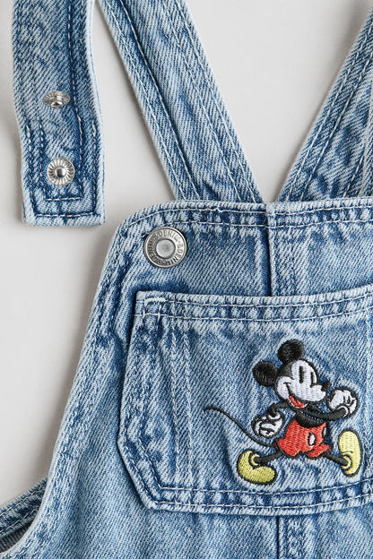 Embroidery-detail dungaree shorts Image 2 of 3