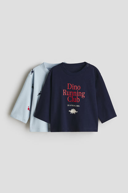 2-pack printed T-shirts - Blue Dinosaurs / 1.5-2 Years