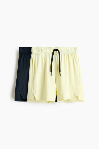 2-pack sports shorts with DryMove™ - Light Yellow Navy Blue / 10-12 Years