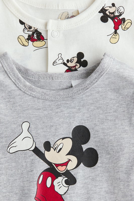 2-pack printed cotton sleepsuits
