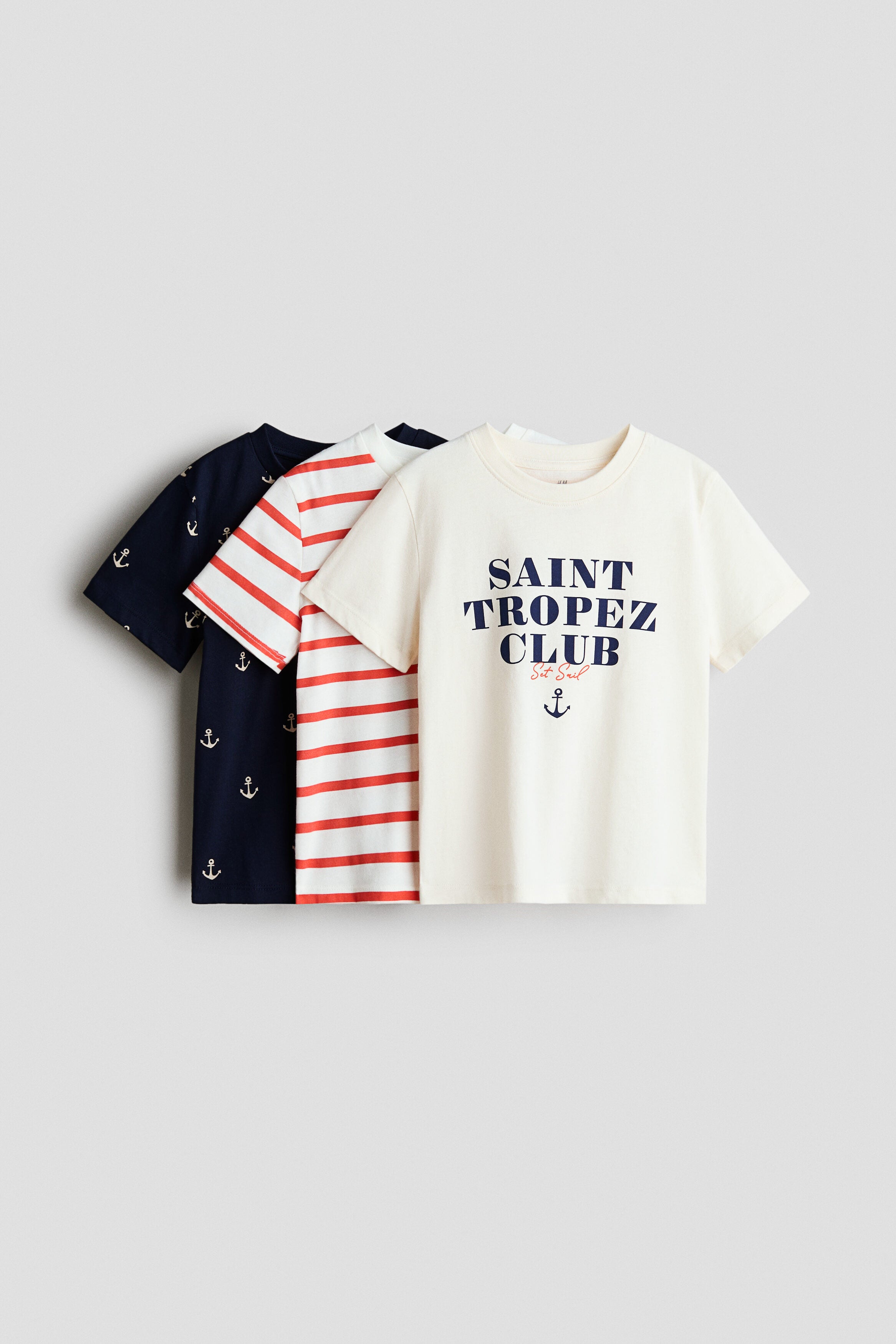 3-pack printed T-shirts - Cream Saint Tropez / 1.5-2 Years