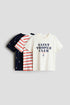 3-pack printed T-shirts - Cream Saint Tropez / 1.5-2 Years