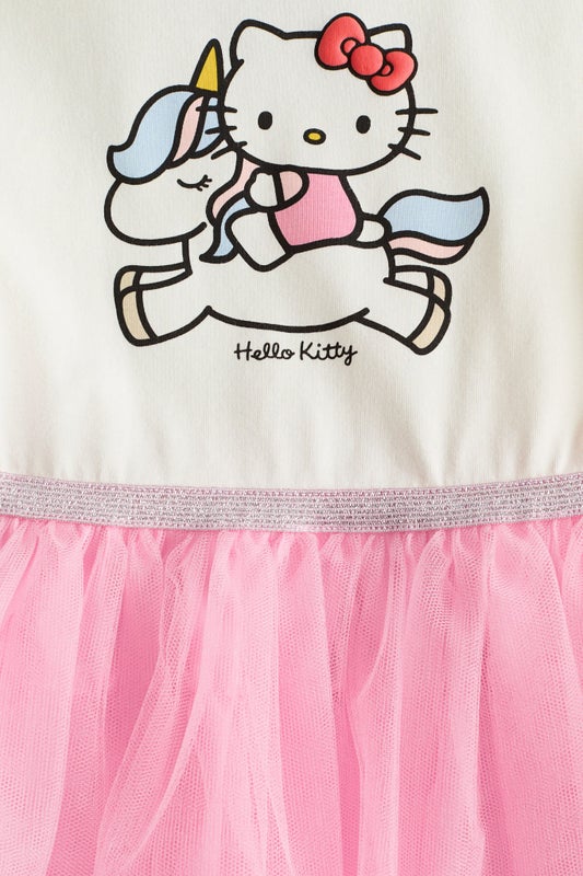 Printed tulle-skirt dress