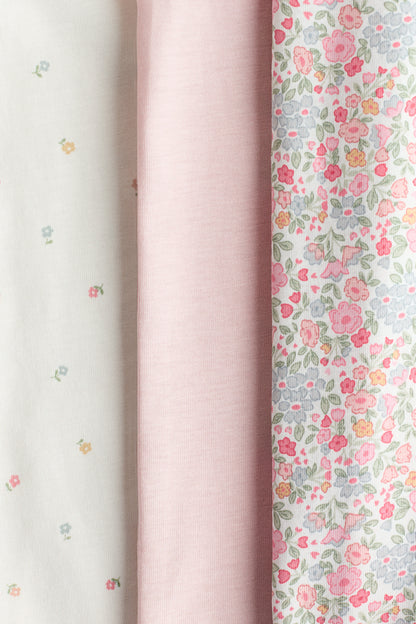 3-pack short cotton sleepsuits