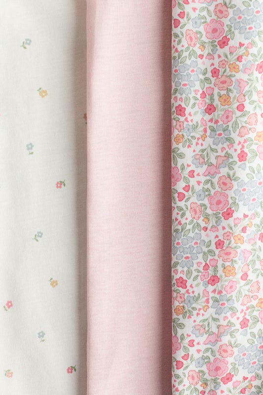 3-pack short cotton sleepsuits