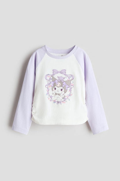 Long-sleeved printed top