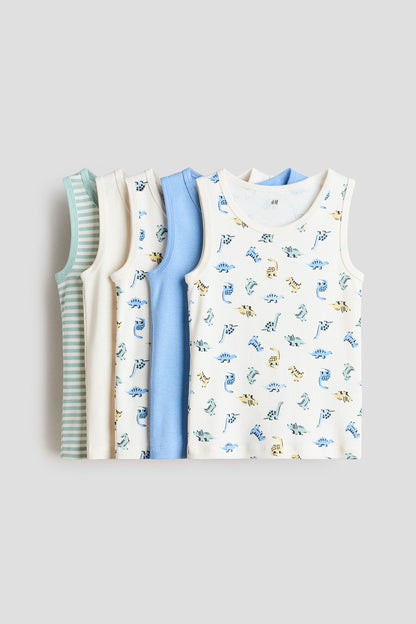 5-pack vest tops - Cream Dinosaurs / 4-6 Years