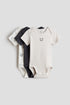 3-pack cotton envelope-neck bodysuits - Light Beige Pandas / 12-18 Months