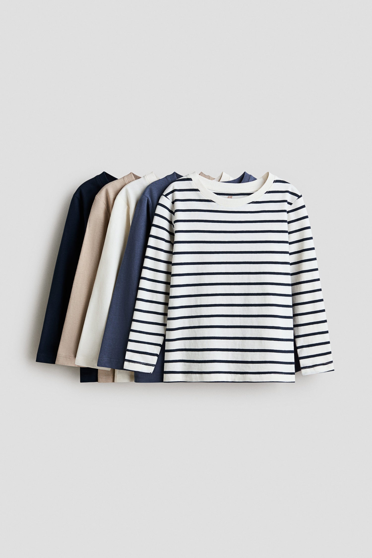 5-pack cotton jersey tops - Blue Striped 0 / 1.5-2 Years