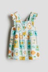 Flounce-trimmed cotton dress