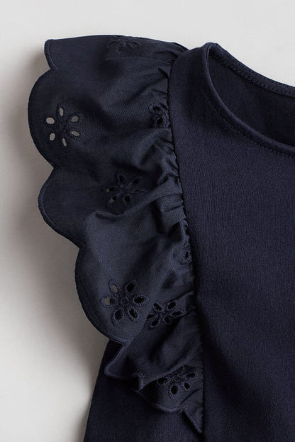 Flounce-trimmed cotton dress