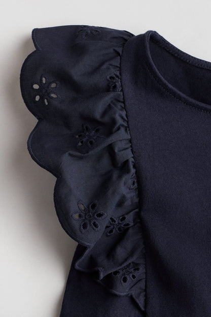 Flounce-trimmed cotton dress