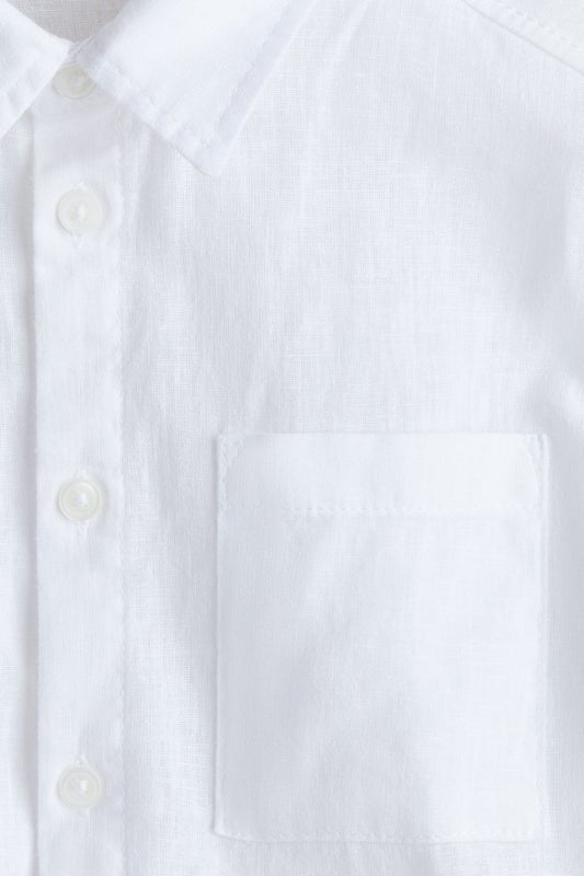 Short-sleeved linen-blend shirt