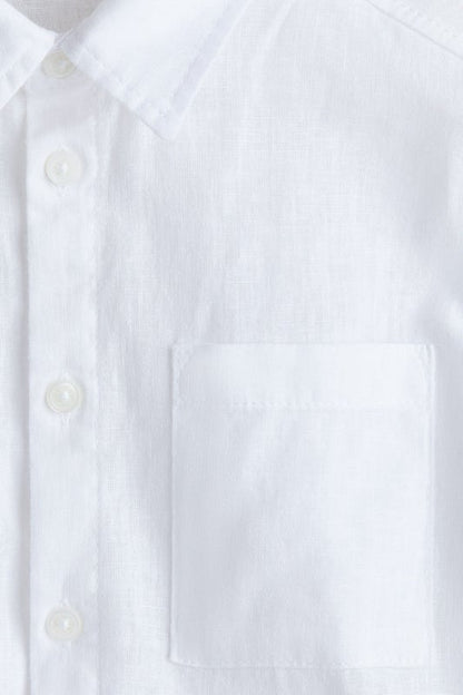 Short-sleeved linen-blend shirt