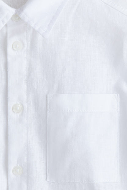 Short-sleeved linen-blend shirt