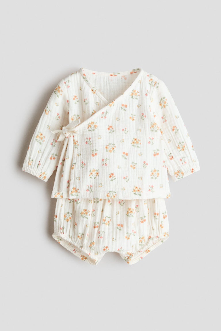 2-piece wrapover muslin set Image 1 of 3
